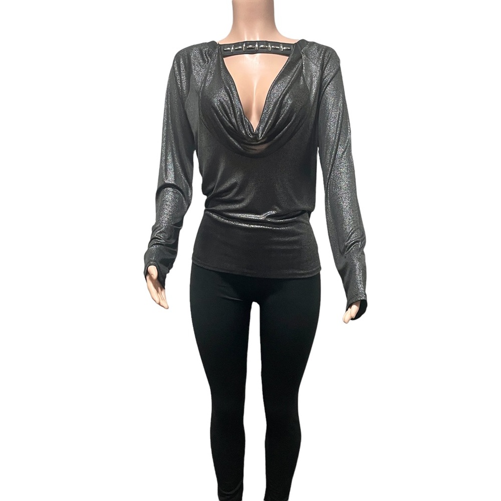 Dylan & Rose Long Sleeve Top Silver Size M